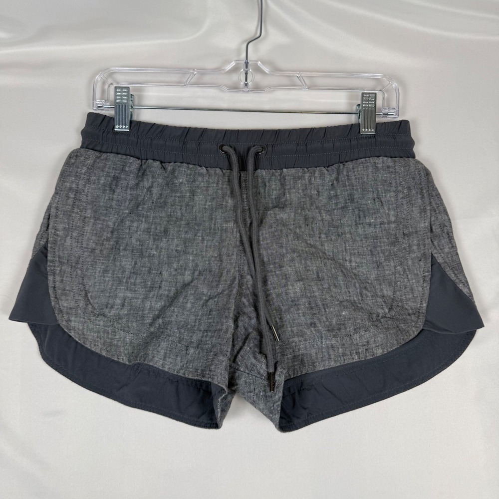 Athleta Womens Charcoal Gray Linen Hybrid Running Shorts Size 2 Drawstring